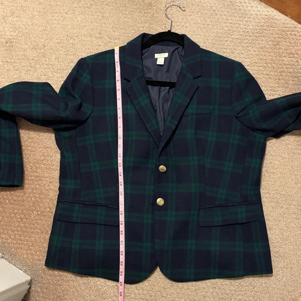 Rare!! J. Crew Black-watch (Black, Navy and Green) Plaid women’s wool Blazer. - Picture 5 of 9